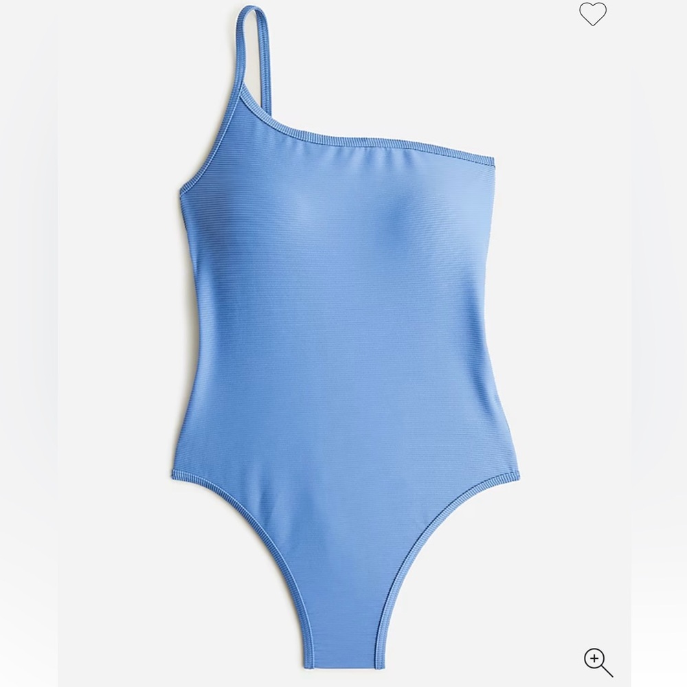 NWT J Crew size 22 blue ribbed one strap one shoulder one piece swimsuit beach